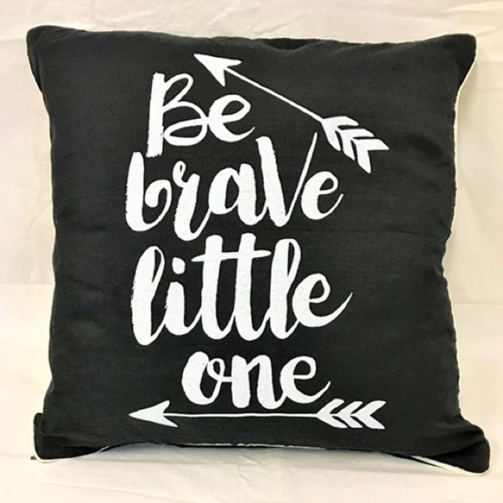 Pillow Cushion “Be Brave Little One” 40 cm Square Cottage Decor Black New